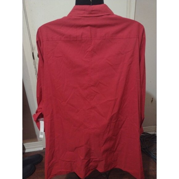 NWT Zac & Rachel Women's Long Sleeve Button-Down Red Collar Shirt Size XL New - Picture 6 of 10